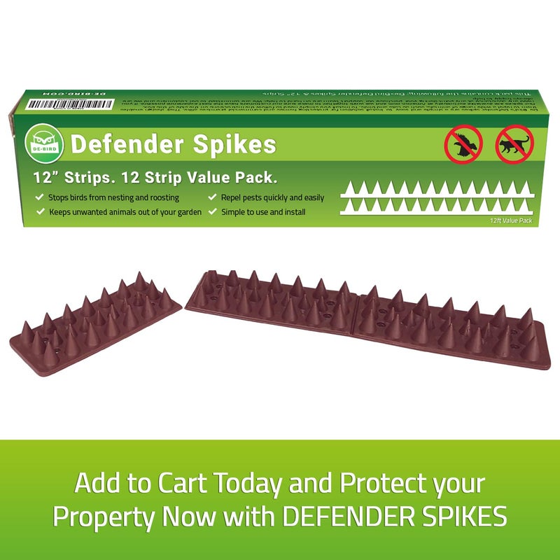De-Bird Bird Spikes - 12-Piece, 12 Ft Total, Woodpecker - Animal Deterrent & Plastic Spike Strips for Outdoor Fence - Anti-Climb Flexible Strips for Cats, Squirrels & Raccoons - Image 4